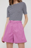 GAP pantaloni scurti femei, culoarea violet, neted, high waist