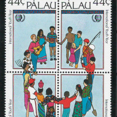 Palau 1985 Mi 80/83 block MNH - Anul International al Tineretului