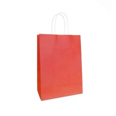 Set 100 Pungi Albe din Hartie Colorata cu Maner BisBags, 16x8x21 cm, Rosu, 90 g/m&amp;sup2;, Sacose Cumparaturi, Sacose Livrari, Pungi Hartie Cumparaturi, Saco foto