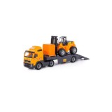 Cumpara ieftin Trailer+stivuitor+palet cuburi - Volvo PowerTruck, 89x19x25 cm, Polesie