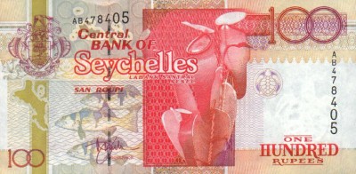 SEYCHELLES █ bancnota █ 100 Rupees █ 1998 █ P-39 █ Serie AA █ UNC █ necirculata foto
