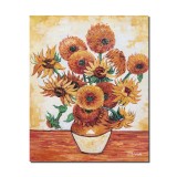 Tablou celebru pictat manual, Vaza cu floarea soarelui , 50x40cm ulei pe panza, reproducere Vincent van Gogh