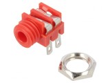 Soclu Jack 3.5mm Mamă Mono 90&deg; Lipire Roșu