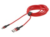 Cablu USB 2.0 2m roșu textilă High Speed 1,5A