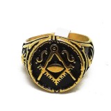 Inel Masonic Auriu - Soarele si Luna