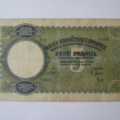 Albania 5 Franga/Franchi/Franci 1939