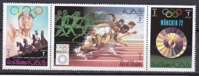 DB1 Ras al Khaima Olimpiada Munchen Triptic MNH foto