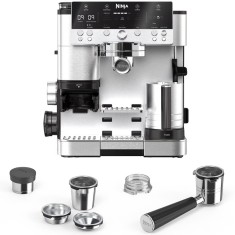 Espressor semi-automat Ninja 3in1 Luxe Cafe Premier ES601EU, 1650 W, 14 bar, 2l, Sistem spumare lapte Dual Froth, 25 setari macinare, Cantar digital i