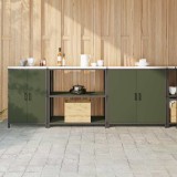 Set de depozitare pentru bucătărie cu raft Altele 3 pcs Verde măsliniu