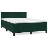 Cumpara ieftin Pat box spring cu saltea, verde inchis, 140x200 cm, catifea