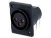 Soclu XLR mamă 3 pini 90&deg; THT nichel argint 5A, CLIFF