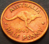 Cumpara ieftin Moneda istorica HALF PENNY - AUSTRALIA, anul 1943 *cod 1990 B - GEORGIVS VI-lea, Australia si Oceania