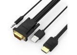 CABLU video Vention, HDMI(T) la VGA (T) + Jack 3.5mm+ USB 2.0, 2m, rezolutie 1080p la 60Hz, PVC, negru, &quot;ABIBH&quot; (timbru verde 0.08 lei) - 692279474609