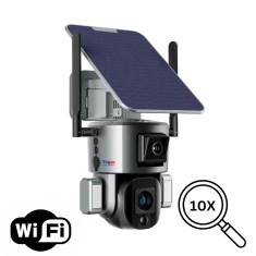 Camera Supraveghere Exterior Wireless 4K Ultra HD, Dual Camera 4MP+4MP, 10X Optical ZOOM, Incarcare Solara, Rotire Din Aplicatie, Rezistenta La Apa IP