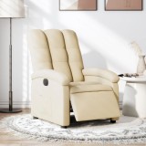vidaXL Fotoliu rabatabil electric, crem, material textil