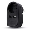 Adaptor priza 16a 3680w + 2usb 2.1a, negru, V-TAC