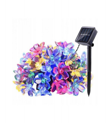 Ghirlanda luminoasa solara cu 50 LED-uri, model floricele 6.9M foto