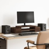 VidaXL Suport monitor cu depozitare, stejar maro, 70x27x15cm, lemn