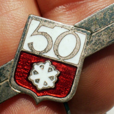 I.672 INSIGNA STICKPIN POLONIA SCHI SKI 50 L35mm email