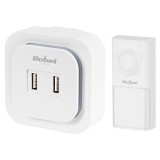 Sonerie Wireless Rebel, 36 melodii, 4 nivele de volum, IP55, 2 porturi USB, Alb