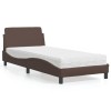 VidaXL Pat cu saltea, Dover, maro, 90x190 cm, piele ecologică 3208319