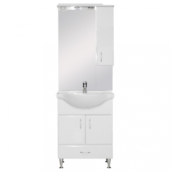 Mobilier complet de baie Bianca Plus 65, alb lucios, deschidere pe dreapta
