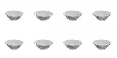 Set boluri, 8 piese, 450 ml, Portelan, Alb model foto