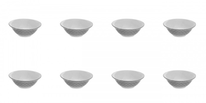 Set boluri, 8 piese, 450 ml, Portelan, Alb model