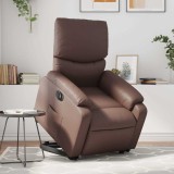 VidaXL Fotoliu rabatabil electric cu ridicare, maro, piele ecologică 3204902