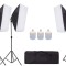 Kit 3 softbox geanta transport, 3x bec LED 50W, Negru