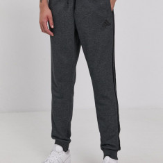 Adidas Pantaloni H12256 bărbați, culoarea gri, material neted