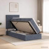 Cumpara ieftin Pat cu LED si saltea Gri inchis 90 x 190 cm Catifea