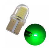 Set 2 Becuri Led W5W T10 Verde Cob Silicon