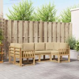vidaXL Set canapele exterior 6 piese lemn masiv acacia, Alb Bej, modular, rezistent intemperii, confortabil, terasa gradina