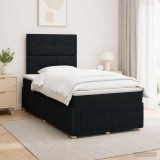 Cumpara ieftin Pat cu arcuri LED si saltea Negru 120 x 190 cm Tesatura