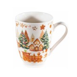 Cana Craciun portelan multicolor in cutie cadou &Oslash; 8 cm x 10,5 H, 300 ml