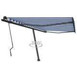 VidaXL Copertină autonomă retractabilă manual albastru/alb 450x350 cm