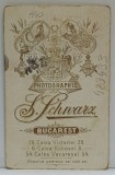 FOTOGRAF S. SCHWARZ , BUCURESTI , TREI COPII IN STUDIO , FOTOGRAFIE C.D.V. , SFARSIT DE SECOL XIX