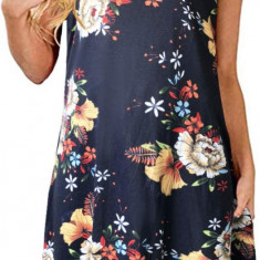 Femei Rochii de Vară Plajă Casual Tricou Plus Size Floral Mânecă Scurtă Loo