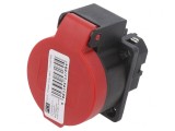 Conector Alimentare AC 2P PE 250VAC 16A Negru/Roșu
