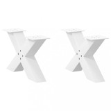 VidaXL Picioare pentru măsuță de cafea &icirc;n formă de X, 2 buc., alb, 60x(30-31) cm, oțel