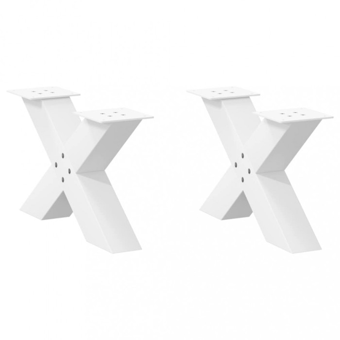 vidaXL Picioare pentru măsuță de cafea &icirc;n formă de X, 2 buc., alb, 60x(30-31) cm, oțel