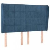 Cumpara ieftin Tablie pat cu urechi albastru inchis 147x23x118/128 cm catifea