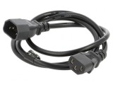Cablu IEC C13 mamă la C14 tată PVC 1,2m negru 10A