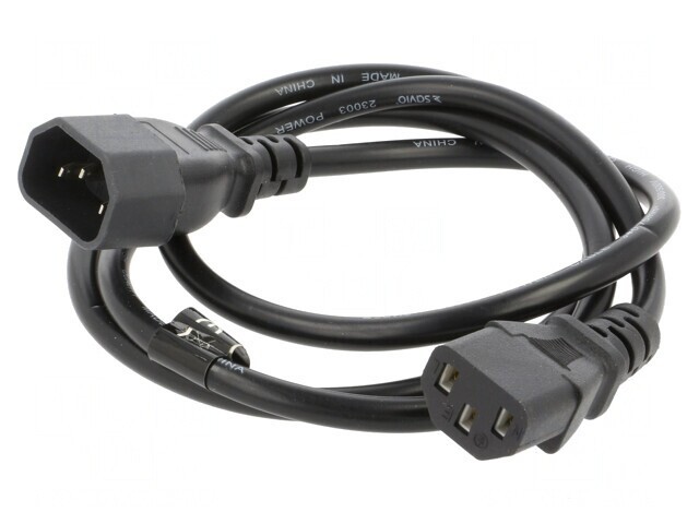 Cablu IEC C13 mamă la C14 tată PVC 1,2m negru 10A
