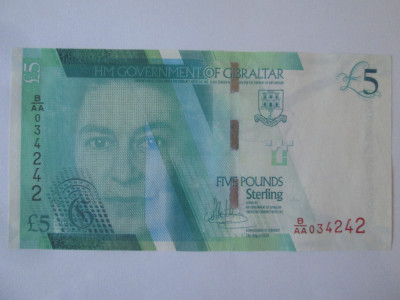 Gibraltar 5 Pounds 2020(2021) aUNC,seria:034242 foto