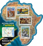 Cumpara ieftin SIERRA LEONE 2016 - Fauna, parc Tanzania (2)/ set complet - colita+bloc MNH, Nestampilat