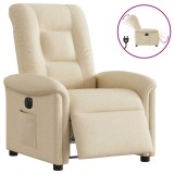 Fotoliu rabatabil electric, crem, material textil