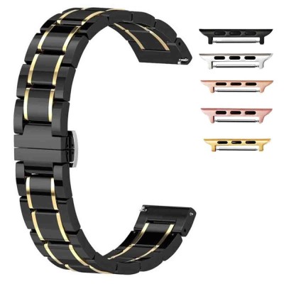 Curea ceramica, compatibila cu Apple Watch 10, 46mm, Black Gold foto
