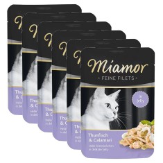 Miamor Feine Filets hrana la plic, peste ton si sepie in jeleu 6 x 100 g foto